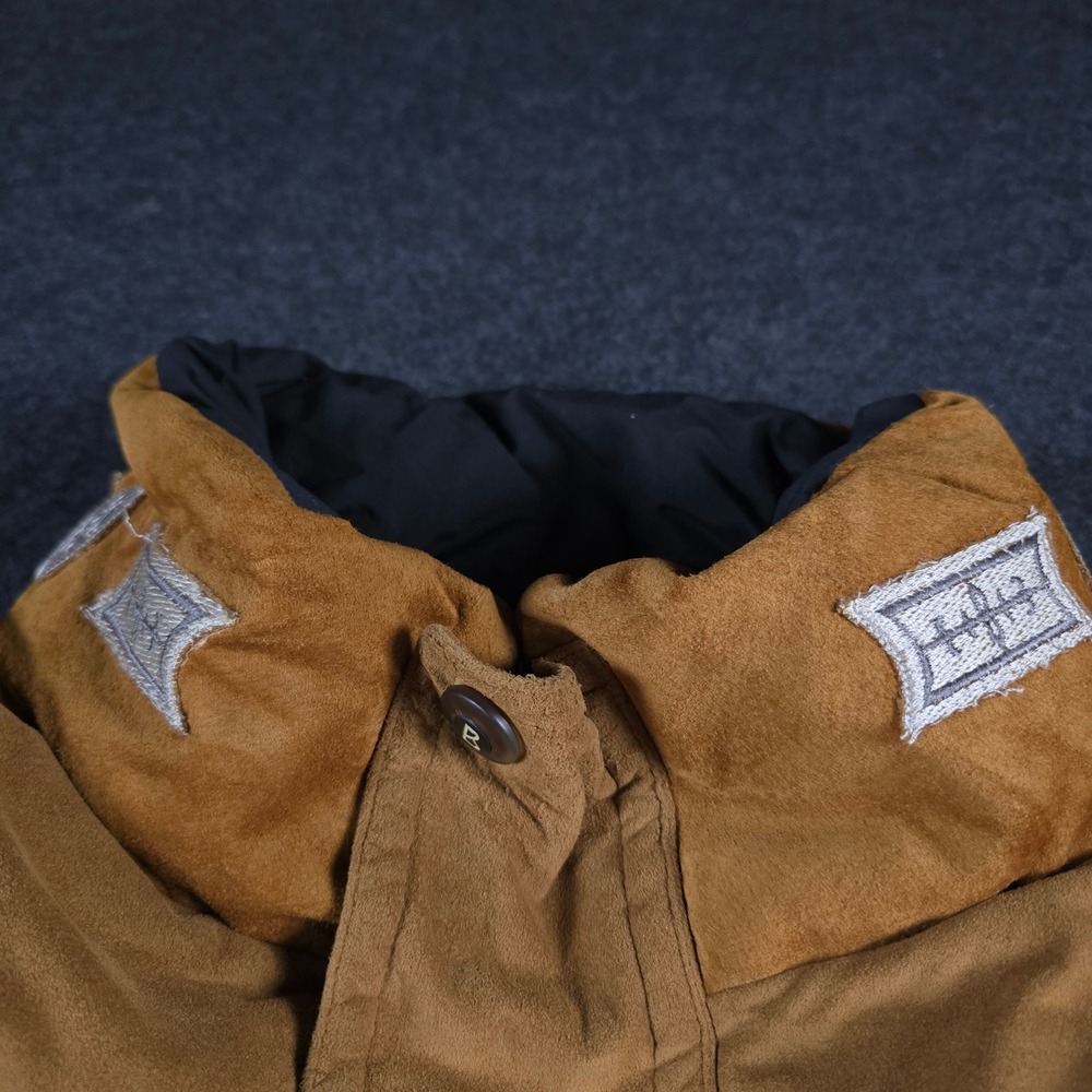Vtg Bogner Suede Puffer Jacket Tan Black Western Embroidered Aspen Size 44 (L) - Picture 13 of 16